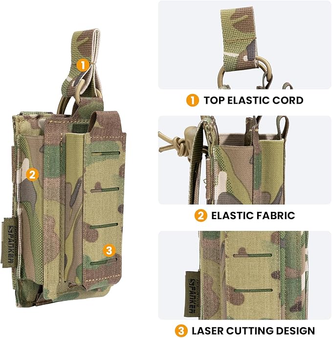 EXCELLENT ELITE SPANKER Tactical Open-Top Single/Double/Triple Molle Mag Pouch for Pistol Mag Pouch Tactical Bag Accessories Holder