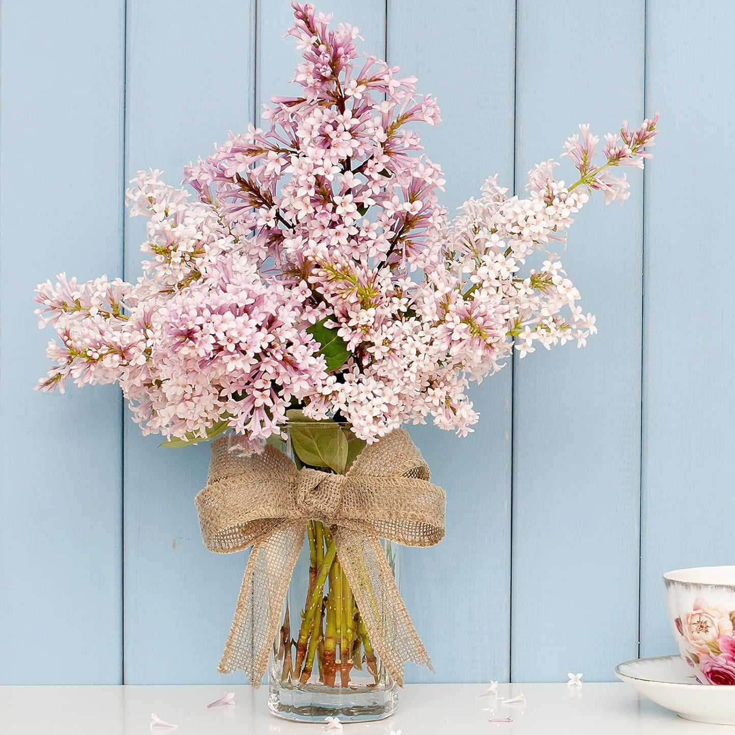 20 Yard 1 Inches Burlap Ribbon Wide Jute Ribbon Natural Burlap Fabric Roll Wired Edge for Wreaths, Christmas Tree Decoration, Big Bow Crafts, Gift Wrapping, Wedding