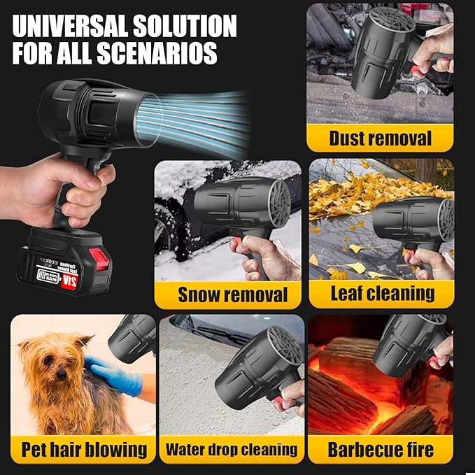 Cordless Leaf Blower with 2 x 4.0Ah Battery and Charger, 600,000 RPM Turbo Air Jet Blower, Lightweight Handheld Blower with Adjustable Speed for Patio Cleaning, Lawn Care, Car, Blowing Leaves and Dust