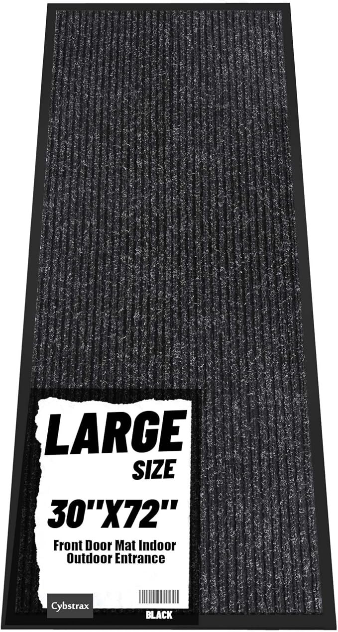 Front Door Mat Indoor Outdoor Entrance, 30" x 72" All-Season Heavy Duty Waterproof Doormat, Non-Slip Absorbent Entryway Mat, Easy to Clean, Low Profile Commercial Floor Mat for Indoor Outdoor