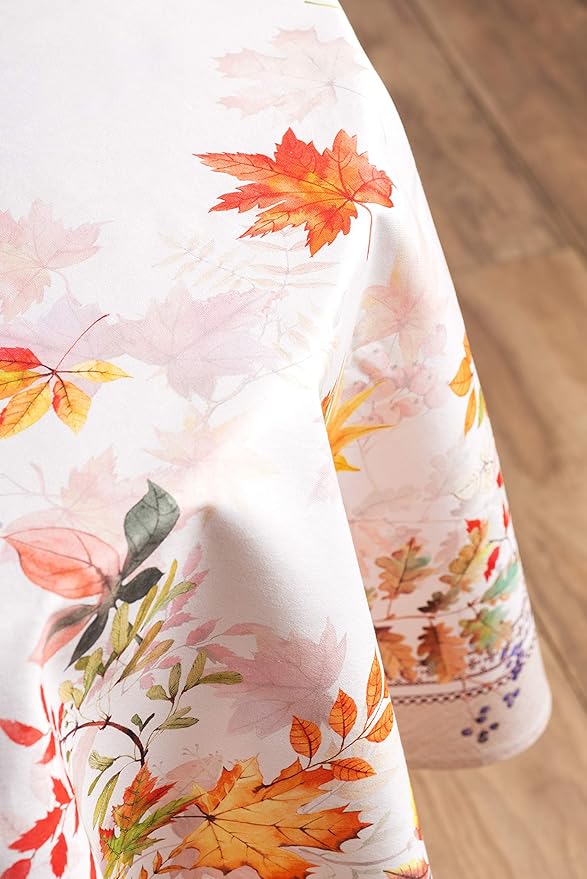 Maison d' Hermine Table Cloth Round Table 100% Cotton 69 Inches Fall Tablecloth Reusable Everyday Use for Thanksgiving Christmas Decorations Dining Farmhouse Party (Amarante)