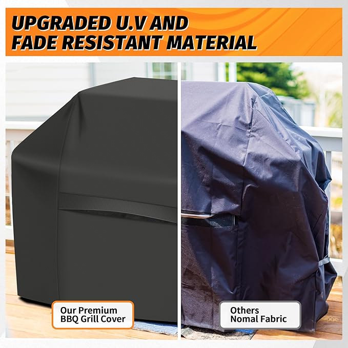 iCOVER Grill Cover 65 Inch, BBQ Grill Cover for Outdoor Grill, 600D Heavy-Duty Waterproof Gas Grill Cover BBQ Cover, Barbecue Grill Covers for Weber, Charbroil, Brinkmann, Nexgrill and More, Black