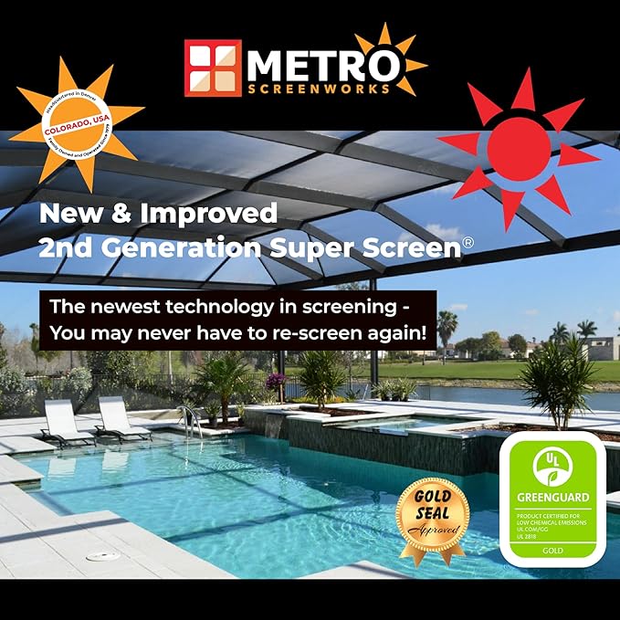 Pet & Weather Resistant Insect Screen - 17/14 Super Screen (84 in x 25 ft) - Mesh Screen for Patio Porch Pool Cage & Lanai - Replacement Screen Roll, Black - Dog & Cat Proof Screens for Windows