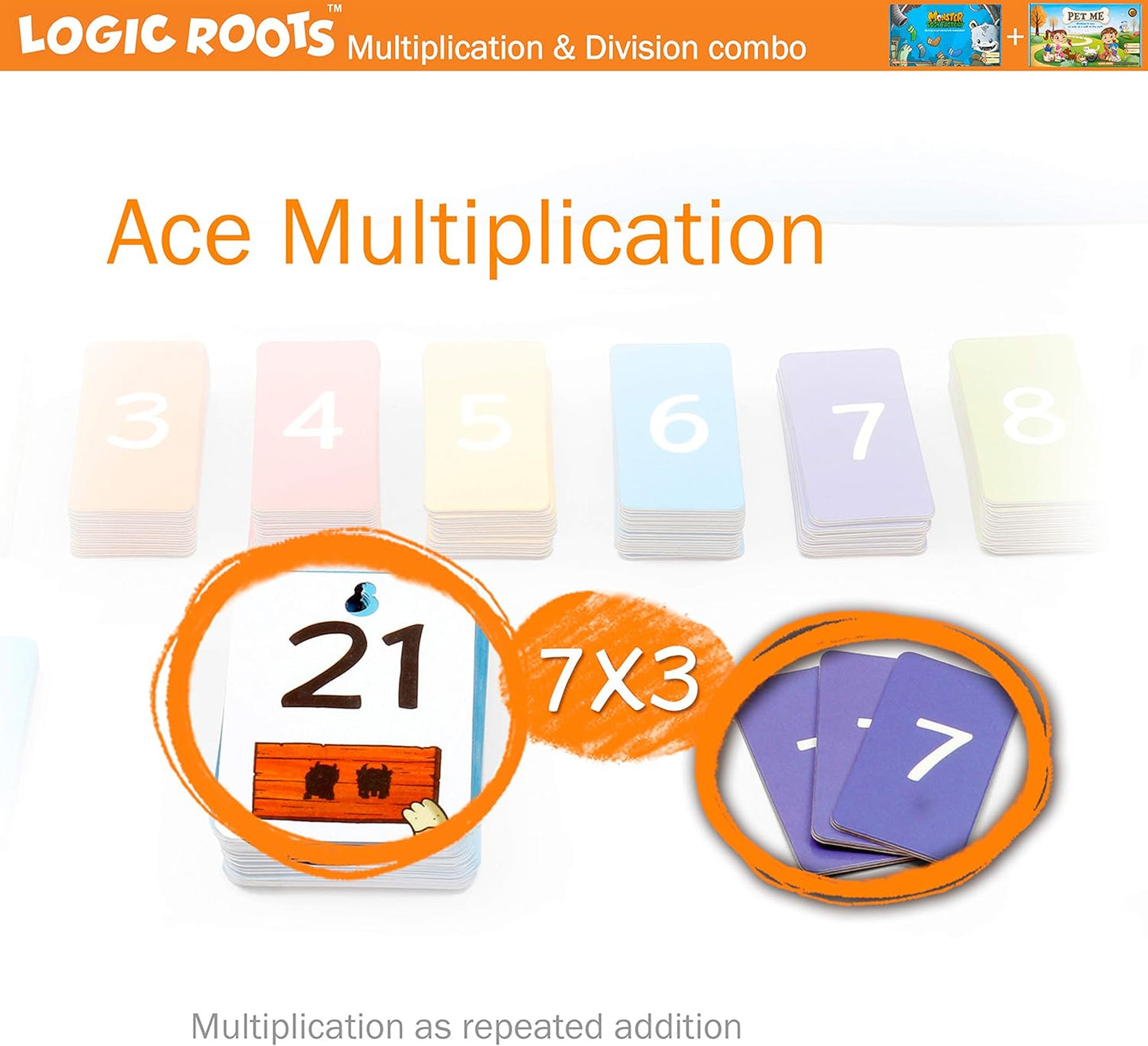 Multiplication and Division Games - Pack of 2, Pet Me and Monster Sock Factory, Math Board Games & STEM Toys for 5-9 Year Olds, Educational Gift for Kids, Homeschoolers, Grade 1 and Up