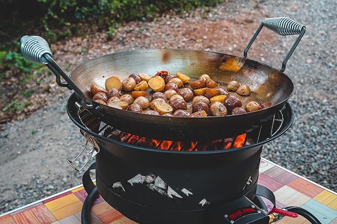 Trail Fire 4-in-1 Grill Portable BBQ with Grill, Wok, Pizza Oven, and Portable Fire Pit (Pizza Stone & Carry Bag Included) - 16" Grilling Surface