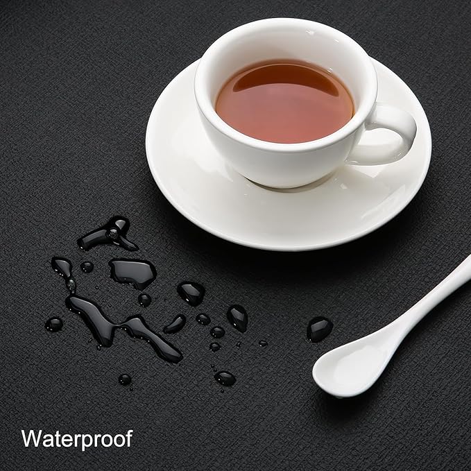 Table Runners 94 Inches Long, Dual-Sided Faux Leather Farmhouse Table Runner Waterproof Heatproof Non-Slip for Living Room Party Home Decor Holiday Decorations(Black, 15 x94 Inch)