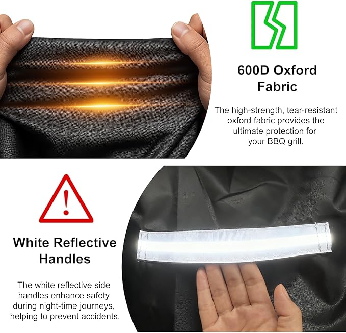 Grill Cover for CharBroil Bistro Pro Electric Grill Griddle,Heavy-Duty 600D Waterproof BBQ Griddle Cover with White Reflective Handles for Char-Broil Models 25302145 25302146
