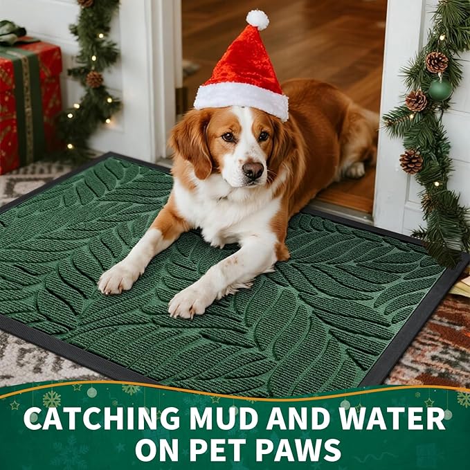 Yimobra 47x32 Large Door Mat Outdoor Indoor, All-Season Waterproof Door Mat Outside Entrance, All-Weather Non-Slip Outside Doormat for Garage Patio Entryway, Green