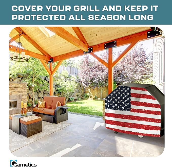 Grill Cover for Outdoor Grill, BBQ Grill Covers for Outside, Grill Cover 55 Inch, BBQ Covers Waterproof Heavy Duty Waterproof,Small to Large Durable and Convenient Universal Grill Covers-US Flag