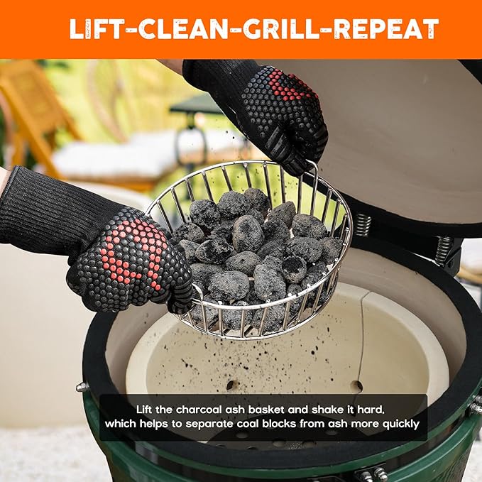 onlyfire Charcoal Ash Basket for Minimax Big Green Egg, Stainless Steel Grill Basket with Handles for Better Airflow