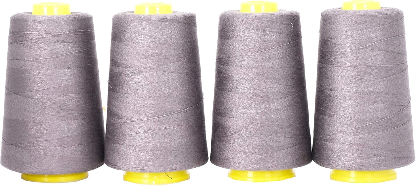 Mandala Crafts 4 Pack of Serger Threads Cones Spools - 20S/2 24000 Yards Polyester Taupe Threads for Sergers Machine and Overlock Quilting Sewing Machine