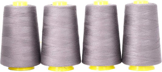 Mandala Crafts 4 Pack of Serger Threads Cones Spools - 20S/2 24000 Yards Polyester Taupe Threads for Sergers Machine and Overlock Quilting Sewing Machine