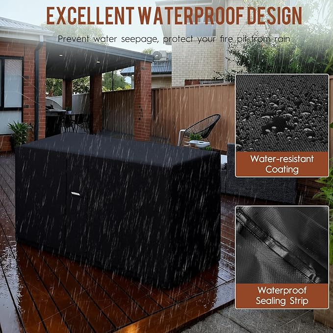 Fire Pit Cover Rectangle Outdoor 42"L x 24"W x 24"H Heavy-Duty Waterproof 600d Oxford Fading Resistant Tear-Resistant Patio Gas Fire Pit Table Cover Coffee Table Cover for 42 Inch Fire Pit Table
