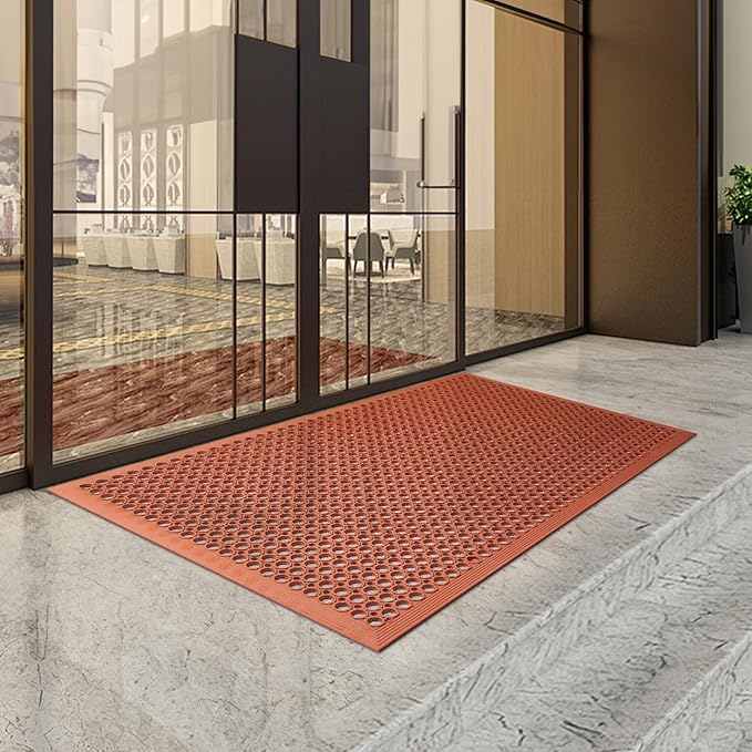 Rubber Floor Mats Anti-Fatigue Kitchen Floor Mat New Bar Floor Mats Commercial Heavy Duty Red Rubber Out Door Mat 36" x 60"