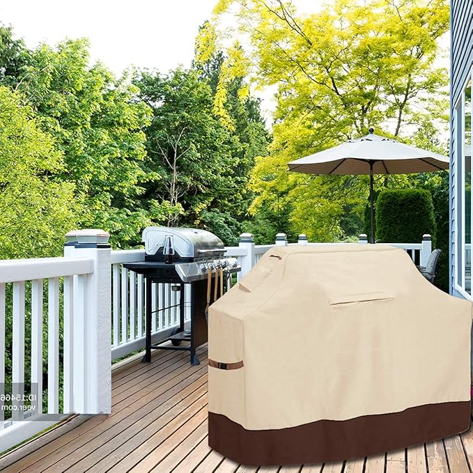 Vailge Grill Cover,48-inch Waterproof BBQ Cover,600D Heavy Duty Gas Grill Cover, UV & Dust & Rip & Fading Resistant,Suitable for Weber, Brinkmann, Char Broil Grills and More,Beige