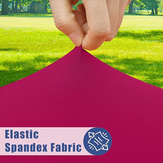 Spandex 8 Foot Rectangle Table Cloth 6 Pack, Elastic Fitted Tablecloths for Picnic, Stretch Washable Patio Table Cover for Outdoor, Camping, Banquet and Parties (Fuchsia, 30"x96")