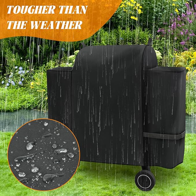 Grill Cover for Traeger Ironwood 650 BAC505 Wood Pellet Smoker Replacement Parts Full Length 600D Waterproof Outdoor BBQ Covers Grilling Accessory