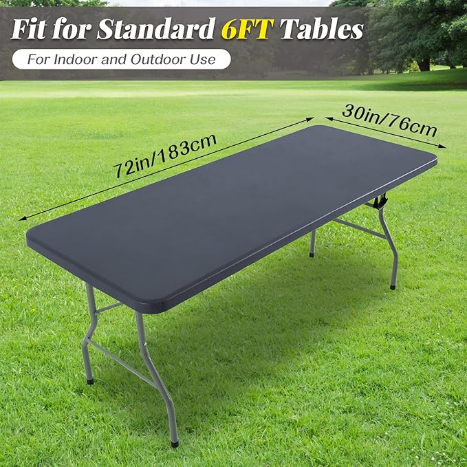 LURKA Rectangle PU Leather Table Cover/Tablecloth with Elastic Fitted Edge – Waterproof, Oil-Proof, Scratch-Resistant, Wipeable Protector for Dining, Kitchen, Outdoor Picnic, Party (Grey, 6FT)