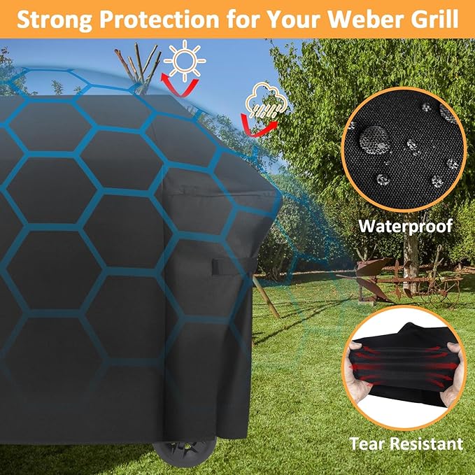 Grill Cover for Weber Spirit II 300 and Spirit 300 Series, Waterproof Cover for 7139 Weber Spirit I & II E310, E330 and E315 Grills Cover, 51 Inch BBQ Outdoor Cover for Spirit 2 Grill