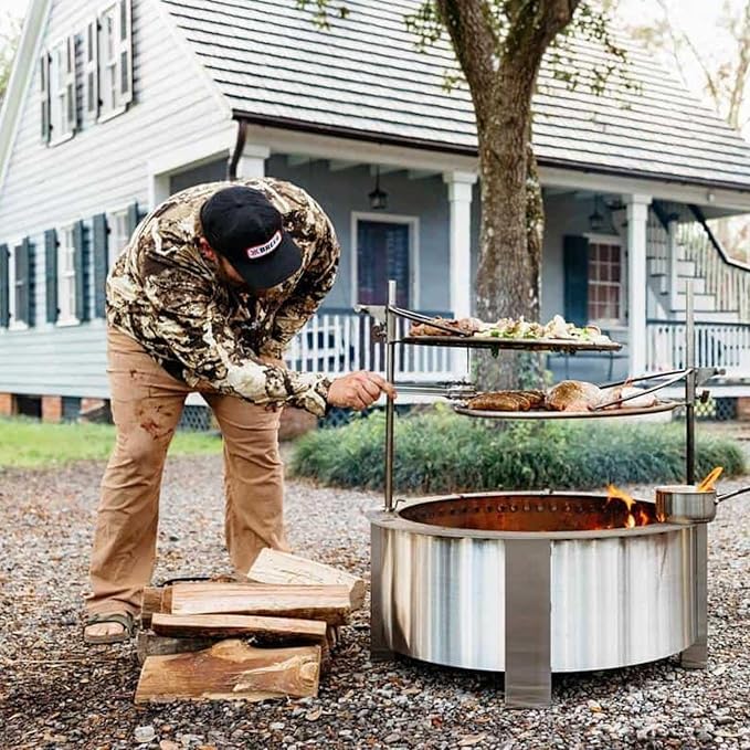 Breeo Smokeless Fire Pit (X Series 30, Stainless Steel) | 34.5 inch Smokeless Firepit for Outside | 94 Pounds | Ideal for Families, Gifts for Dad | Compatible with Wide Range of Breeo Accessories