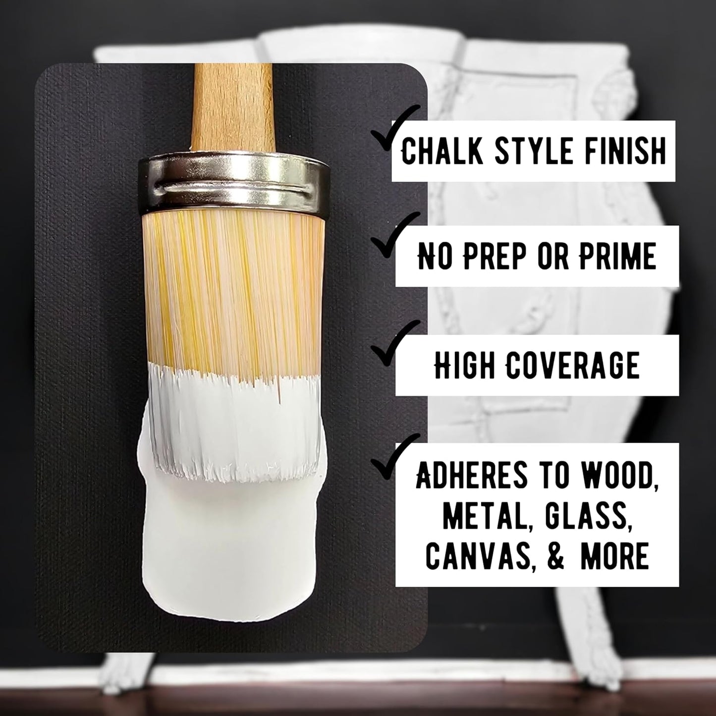 Daydream Apothecary Premium Chalk Style Paint for Furniture, Home Décor, Wood, DIY Interior Projects, Quick Dry, No Prep or Prime Needed, Matte White - 8oz
