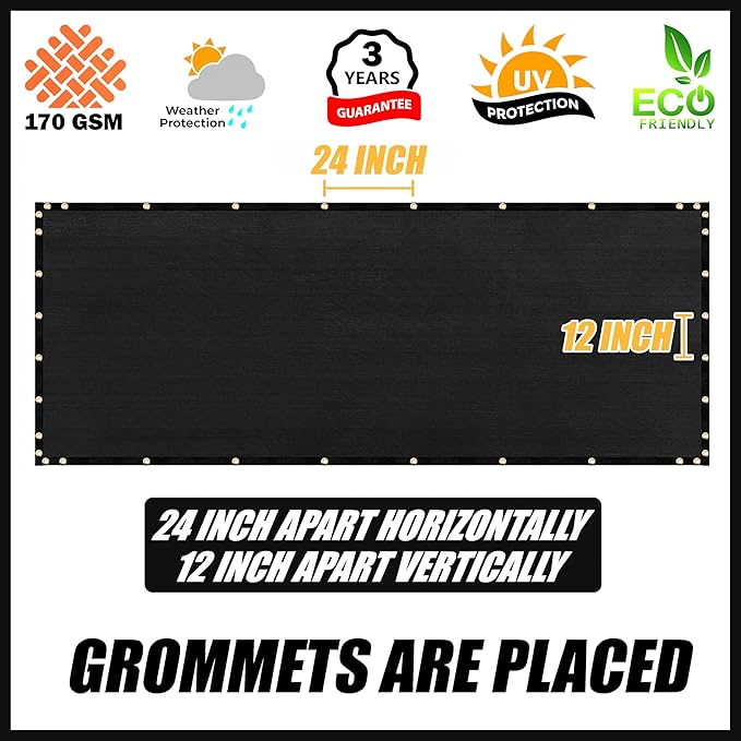 Royal Shade Custom Size 4' x 135' Black Fence Privacy Screen Windscreen Cover Netting Mesh Fabric Cloth - Cable Zip Ties Included (We Make Custom Size)