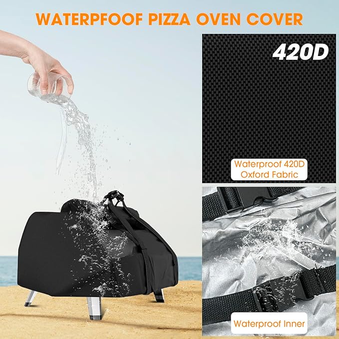 Carry Cover for Ooni Karu 16 and Karu 2 Pro Pizza Oven, Waterproof Pizza Oven Cover with Chimney Bag for Outdoor, Heavy Duty Portable Outside Dust Pizza Oven Accessories with Adjustable Buckle Straps
