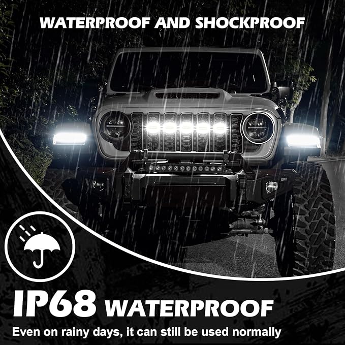 MAIKER White LED Grille Lights Compatible with 2024-2025 Jeep Wrangler JL JLU & Gladiator JT Original Factory Grille, 5PCS Front Grille Lights
