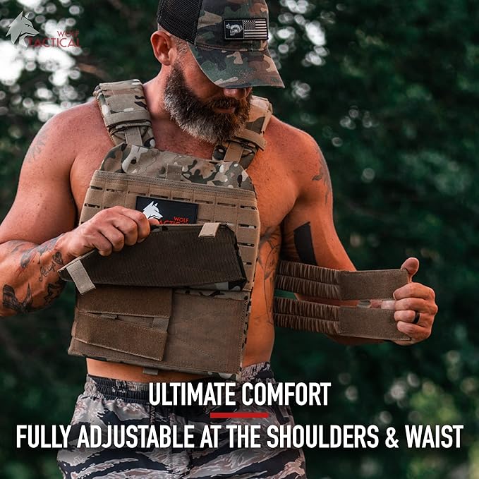 Wolf Tactical Adjustable Weighted Vest for Men & Women - Rucking, Workout, Running, Walking & CrossFit Weight Vest for Strength Training & Fitness