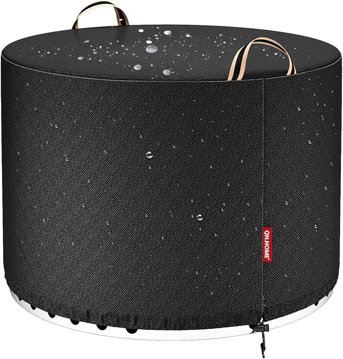 QH.HOME [2025 Upgraded 900D Fabric] Fire Pit Cover Round for Solo Stove Yukon, 23" D x 16" H fits 20"- 23" Fire Pit, 900D Heavy Duty Waterproof Fabric for Outdoor Camping - Black