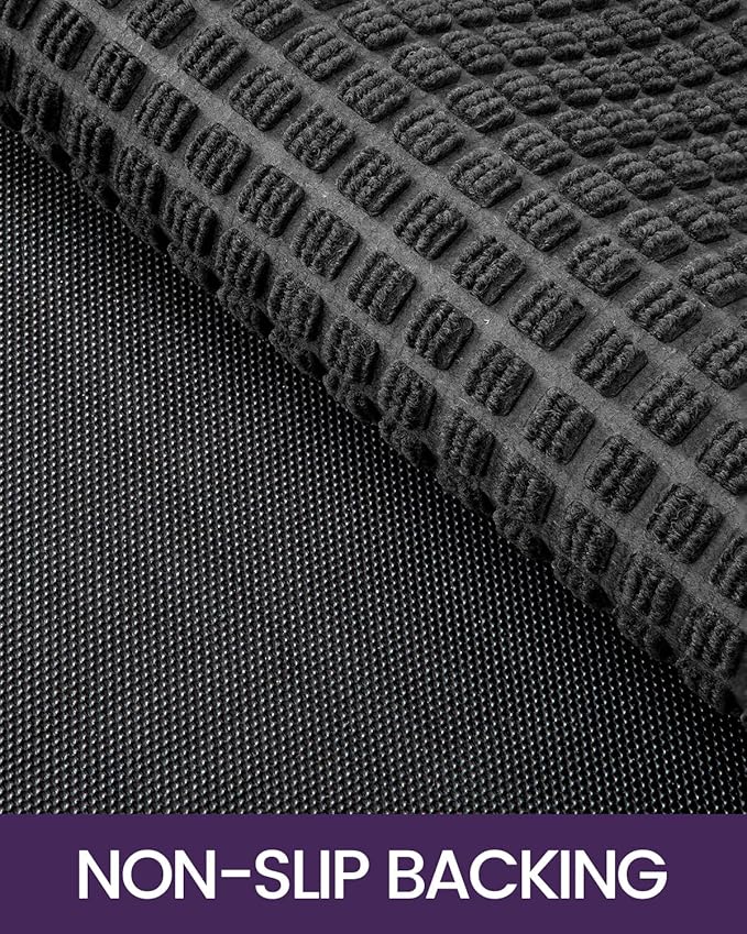 DEXI Front Door Mat Outside Entrance, 2x4 ft Rubber Entry Doormat Heavy Duty, Welcome Mats Non Slip for Inside House Floor Entryway Double Doors Exterior Patio, Squares Grey