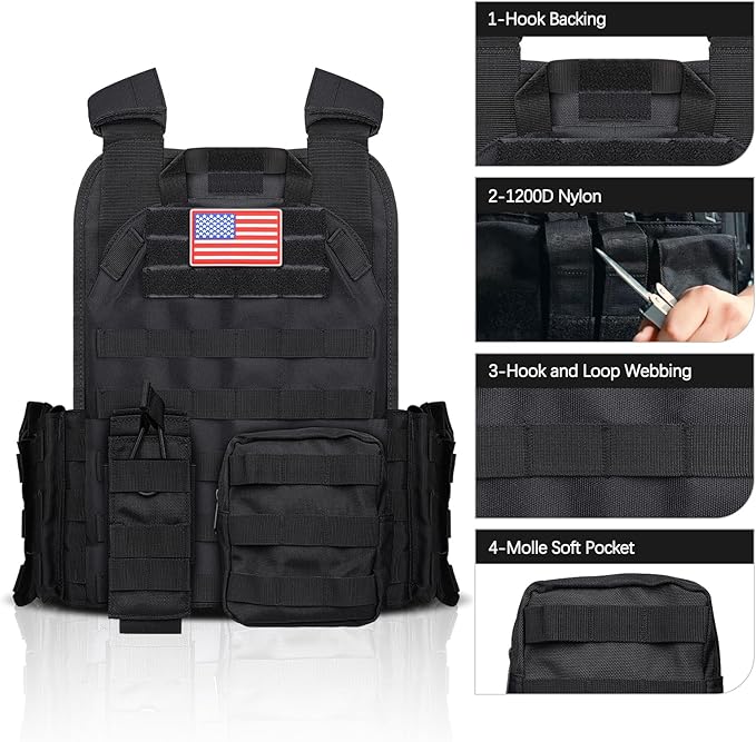 xaegistac Tactical Vest -Adjustable Modular Design for Outdoor, Hunting, and Security