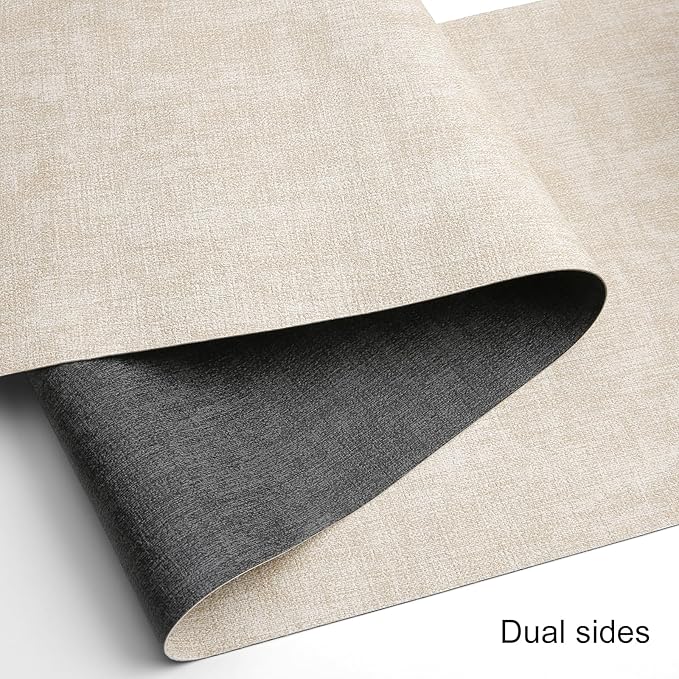 Table Runners 72 Inches Long, Dual-Sided Faux Leather Farmhouse Table Runner Waterproof Non-Slip for Living Room Party Home Decor Holiday Decorations(Gray Cream-White, 15 x 72 Inch)