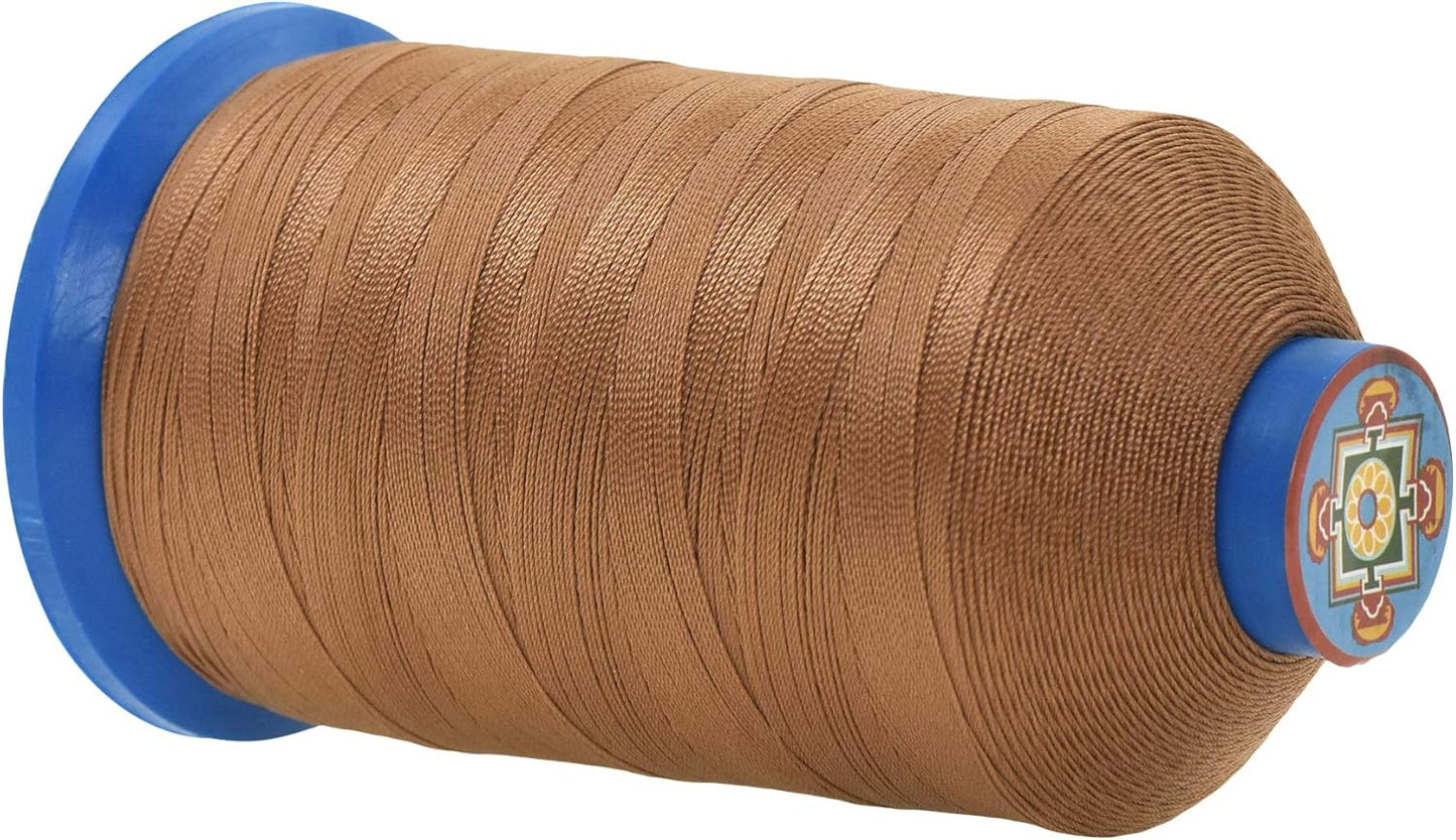 Mandala Crafts Bonded Nylon Thread - Russet Brown Heavy Duty Sewing Threads - 800 YDs Size 207 630D T210 Tex 210 for Leather, Jeans, Weaving, Outdoor, Marine, Upholstery