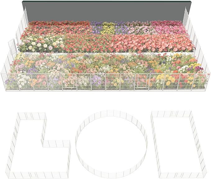 FXW Garden Fence Outdoor for The Yard – 45in(H) x 72.9ft(L) Heavy Duty Metal Animal Barrier for Dog and Rabbit, Decorative Dog Fence, 32 Panels, White