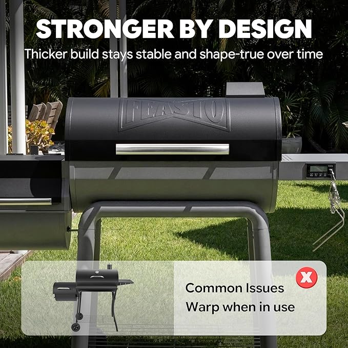 30-Inch Heavy-Duty Charcoal Grill with Digital Temperature Control & 2 Meat Probes, Outdoor BBQ Grill with Offset Smoker, 832 Sq. In. Cooking Space for Backyard BBQ, Black & Grey