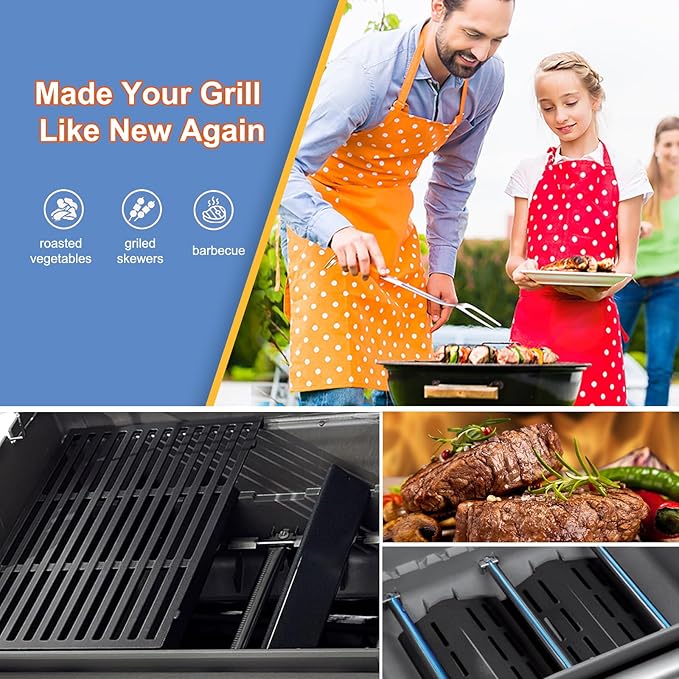 Porcelain-Enameled Steel 7620 7621 Flavorizer Bars, 7524 Grill Grates and 65505 Heat Deflector Replacement for Weber Genesis 300 Series E310 E320 E330 S310 S320 S330 EP310 EP320 EP330 CEP310