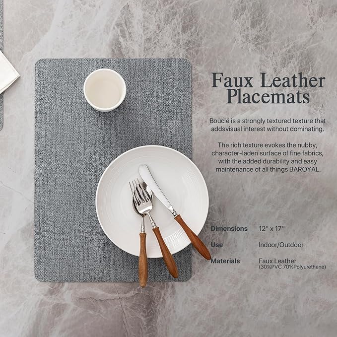 Faux Leather Placemats Set of 8 Vinyl Washable Wipeable Table Mats for Kitchen Dining Table Heat Resistant Waterproof Modern Indoor/Outdoor Placemats Non-Slip Easy Clean Place Mats (Stargaze)