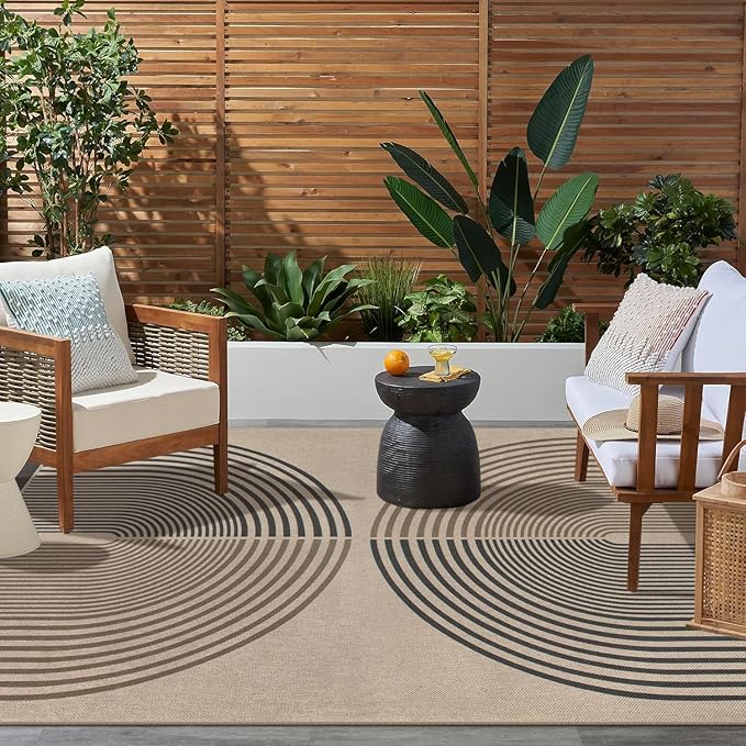 Easy Jute Indoor Outdoor 5x7 Rug, Washable Modern Rainbow Rugs for Living Room, Non-Slip Boho Farmhouse Bedroom Rug Neutral Abstract Floor Carpet for Patio Dining Room Nursery
