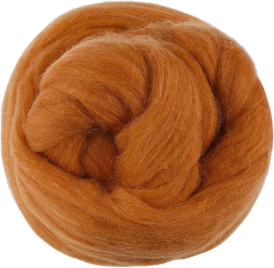 3.53oz Wool Roving Yarn, Wool Felting Supplies, Pure Wools, Chunky Yarn, Spinning Wool Roving for Needle Felting Wet Felting DIY Hand Spinning (Light Brown)