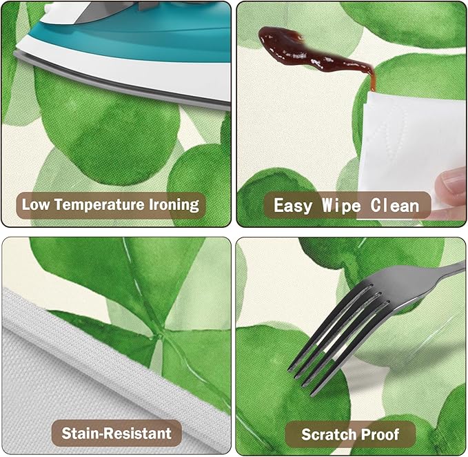 St Patricks Day Round Fitted Tablecloth with Elastic Spring Green Watercolor Shamrock Circle Table Cloth for 44-48" Tables Waterproof Washable Clover Leaf Floral Table Cover for Outdoor Picnic Dining