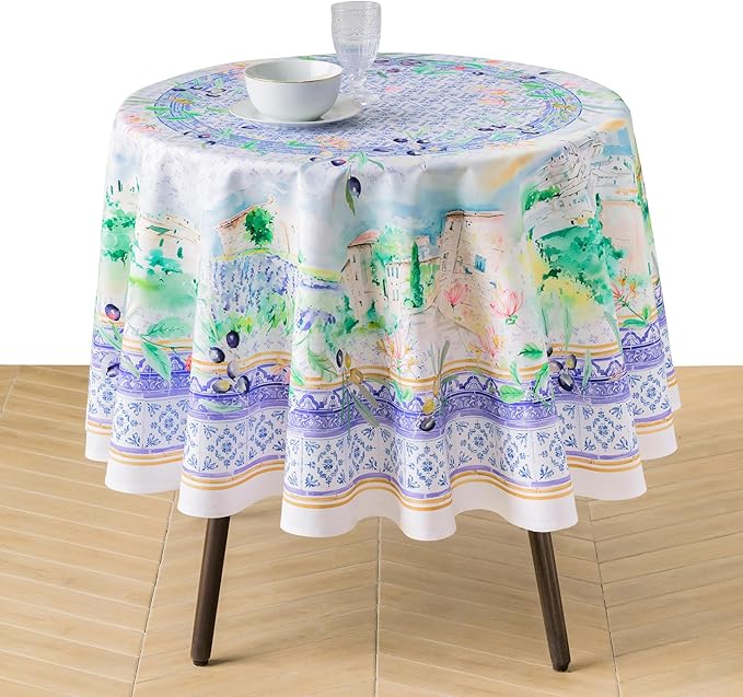 Maison d'Hermine Premium Table Cloth Round Table 100% Cotton 70 Inches Tablecloth Reusable Decorative Everyday Use for Dining Room, Farmhouse, Home, Party, Festive & Wedding - Luberon