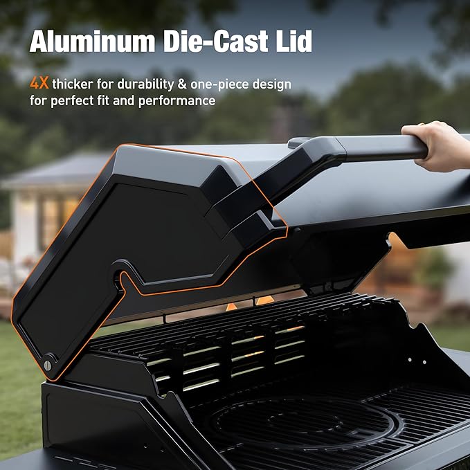 Brand-Man PRO 5-Burner Propane Gas Grill,14000 BTUs Searing Zone with Infrared-Mesh, Porcelain-Enameled Cast Iron Grates and Griddle, Side Burner & Natural Gas Convertible for Outdoor Barbecue Cooking