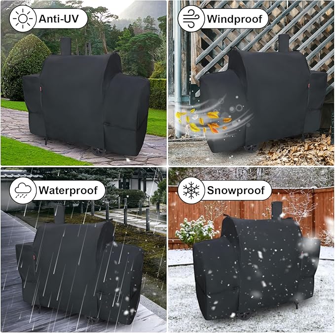 Outdoor Grill Cover for Royal Gourmet CC2036F Barrel Charcoal Grill, Cover Geny Waterproof 600D Heavy Duty BBQ Grill Cover, Charcoal Smoker Grill Covers Fit Royal Gourmet CC Series Grills.