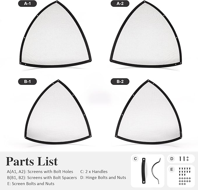 SUNCREAT Outdoor Fire Pit Spark Screen Cover Accessory, Patio Round Easy-Opening Fire Mesh Screen Guard, Heavy Duty Steel Fire Pit Ember Lid with Hinge, 32 Inch