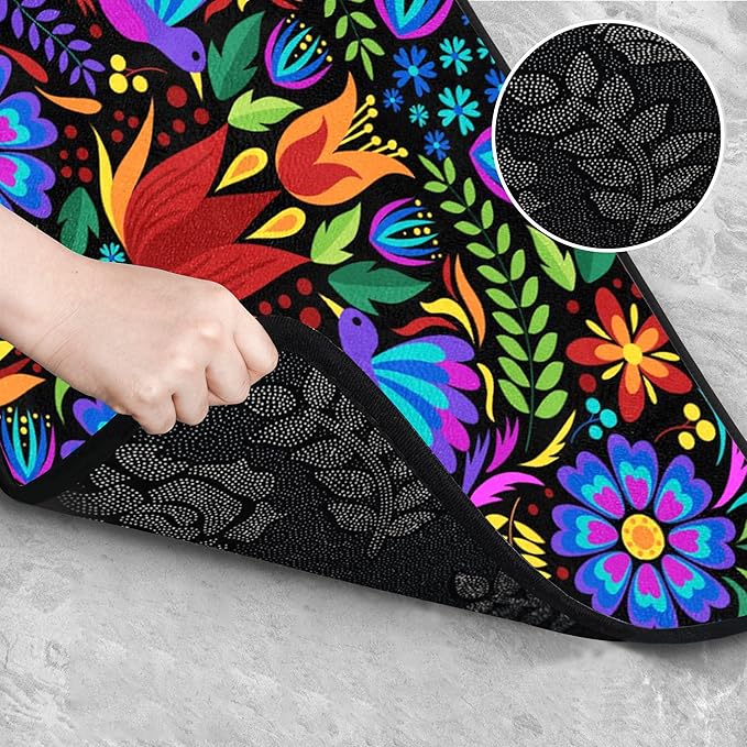 Floral Mexican Birds Kitchen Rugs Indoor Outdoor Non Slip Kitchen Floor Mats Area Rugs Runner Rug Laundry Room Rug 40x20 in