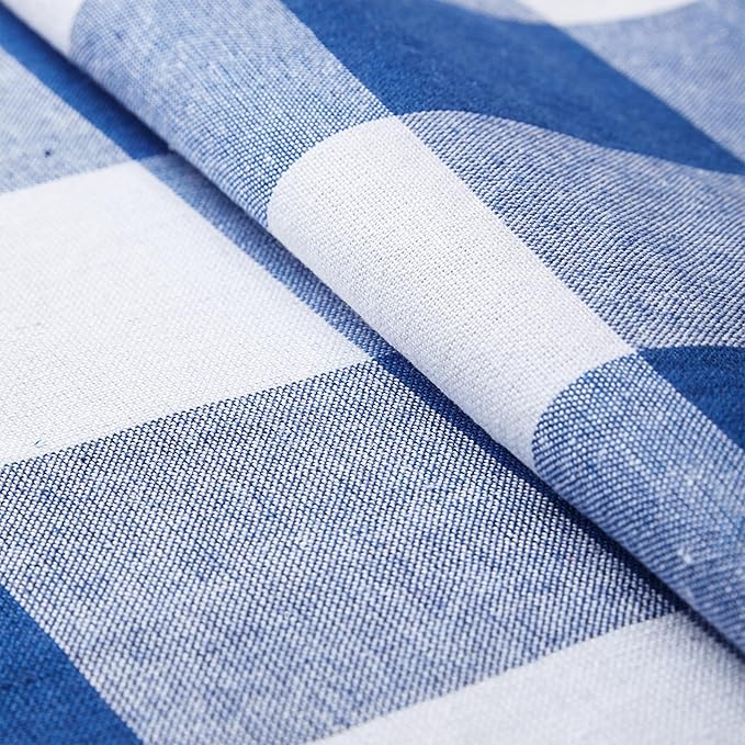 Encasa XO Cotton Dining Table Runner | Buffalo Blue Checks | Size 13x118 in - Machine Washable & Durable