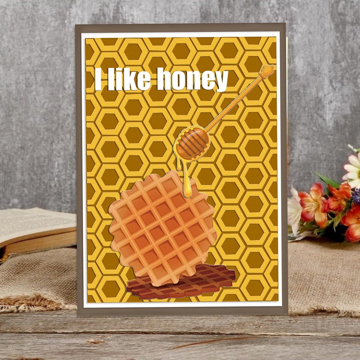 Threetols 3-D Textured Impressions Embossing Folder, Honeycomb Background Embossing Folder for Card Making, Hexagon Frame DIY Plastic Scrapbooking Photo Album Card Paper DIY Craft Decor Template Mold