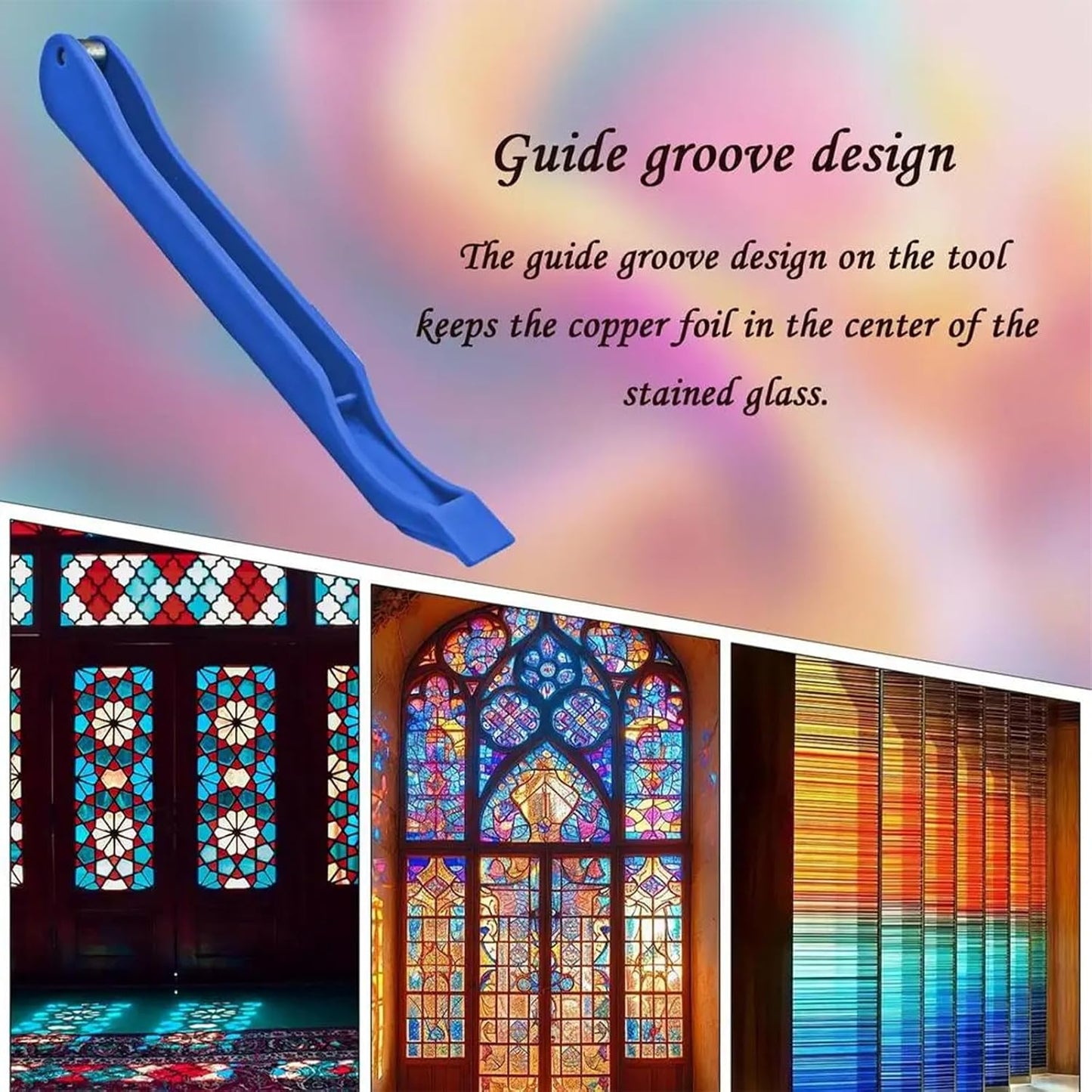 Copper Foil Hand Foiler for Stained Glass, Stained Glass Hand Foiler Tool,Copper foil Dispenser,Blue Hand Foiler for 7/32" Copper Foil Tape,Stain Glass Tools and Supplies（Blue）