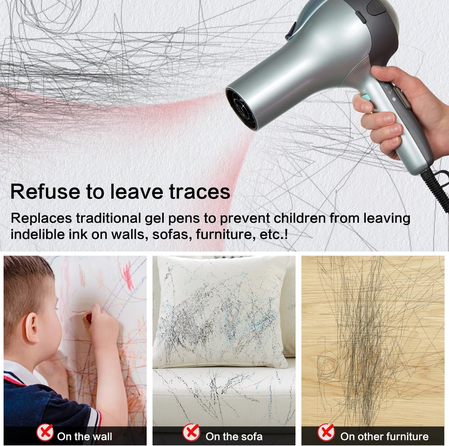 fabric markers for sewing, heat erasable pens for fabric sewing and quilting, 5 pens + 20 refills, embroidery fabric pen, disappearing ink pen for fabric, tailors marking, sewing supplies.